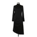 G.I.L.I. Got It Love It Casual Dress - Midi Turtleneck Long Sleeve: Black Solid Dresses - Women's Size Medium