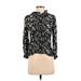 Zara 3/4 Sleeve Blouse: Black Floral Tops - Women's Size X-Small