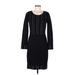 St. John Casual Dress - Sheath Scoop Neck Long sleeves: Black Print Dresses - Women's Size 6