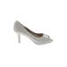 Kelly & Katie Heels: Slip-on Stilleto Glamorous Silver Shoes - Women's Size 8 1/2 - Peep Toe