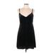 As U Wish Casual Dress - A-Line V-Neck Sleeveless: Black Print Dresses - Women's Size Large