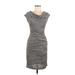 Max Studio Casual Dress - Sheath Cowl Neck Short sleeves: Gray Marled Dresses - Women's Size Small