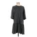 American Eagle Outfitters Casual Dress - DropWaist Crew Neck 3/4 sleeves: Gray Dresses - Women's Size Small