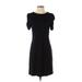 Ann Taylor LOFT Casual Dress - Sheath Crew Neck Short sleeves: Black Solid Dresses - Women's Size 4