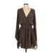 ASTR The Label Casual Dress - Wrap: Brown Leopard Print Dresses - Women's Size Small
