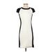 Zara Basic Cocktail Dress - Sheath Crew Neck Short sleeves: Ivory Print Dresses - Women's Size X-Small