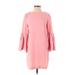 Zara Casual Dress - Shift Crew Neck 3/4 sleeves: Pink Print Dresses - New - Women's Size Small