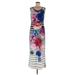 Chelsea & Theodore Casual Dress - A-Line Scoop Neck Sleeveless: White Floral Dresses - Women's Size Medium