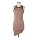 Chico's Casual Dress - Bodycon Crew Neck Sleeveless: Brown Color Block Dresses - Women's Size Medium