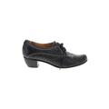 Fidji Flats: Oxford Chunky Heel Casual Black Solid Shoes - Women's Size 39 - Round Toe