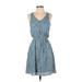 Maurices Casual Dress - Mini V-Neck Sleeveless: Blue Dresses - Women's Size Small