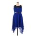 City Chic Casual Dress - Midi Crew Neck Sleeveless: Blue Print Dresses - New - Women's Size 18 Plus