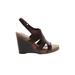 Me Too Wedges: Brown Print Shoes - Women's Size 8 1/2 - Open Toe