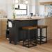 3PCS Farmhouse Kitchen Island Set with Drop Leaf and 2 Seatings