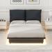 Upholstered Platform Bed with Sensor Light and Ergonomic Design Backrests