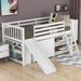 Low Loft Bed with Attached Bookcases and Separate 3-tier Drawers,Convertible Ladder and Slide,Twin