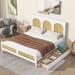 Storage Platform Bed with 2 Drawers, Rattan Headboard and Footboard, Solid Wood Bed Frame with Wood Slat Support for Bedrooma