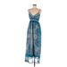 She's Cool Casual Dress Plunge Sleeveless: Blue Dresses - Women's Size Medium