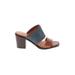 FRYE Heels: Slip On Chunky Heel Boho Chic Brown Print Shoes - Women's Size 7 - Open Toe