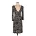 Ann Taylor Casual Dress - Wrap: Black Graphic Dresses - Women's Size 4 Petite