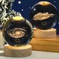 Veilleuse boule de cristal 3D système solaire thème cosmique LED décoration lumineuse base en