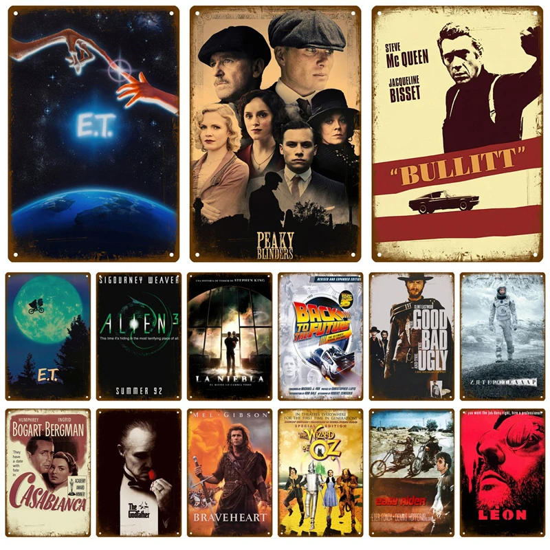 Panneau métallique de cinéma et de film, déco industriel, affiche Vintage rétro en étain, décoration murale esthétique pour salon