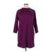 Talbots Casual Dress - Shift High Neck 3/4 sleeves: Purple Solid Dresses - New - Women's Size 1X Petite