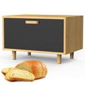 Hokku Designs Madalen Bread Box Wood in Brown | 9.09 H x 14.17 W x 9.45 D in | Wayfair C0B8D96F39C84F9C91BC12CB9A4C007B