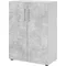 bümö Aktenschrank abschließbar, Büroschrank Holz 80cm breit in Grau/Beton - abschließbarer Schrank mit Aktenregal für's Büro & Arbeitszimmer, Büro