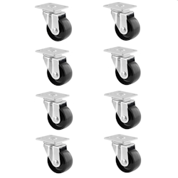 WAGNER Möbelrolle/Lenkrolle 8tlg. Set - Ø 40 mm, Stahl verzinkt, schwarz, Anschraubplatte, Tragkraft 35 kg - 02212100 Image