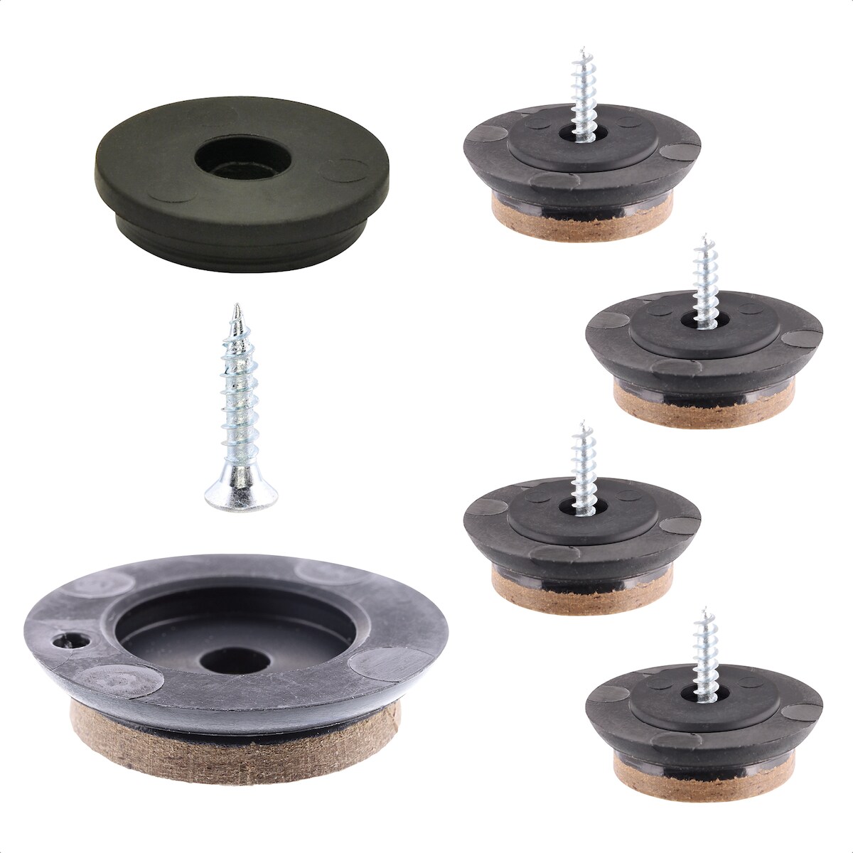 WAGNER QuickClick® Spezial Filzgleiter SYNO SLIM - 4x Schraube, je 4x Basis Ø 25 mm & Gleiter Ø 25 mm, DE Ware -16781700 Image