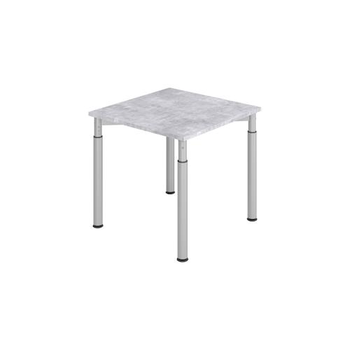 bümö höhenverstellbarer Schreibtisch 80x80 cm in Beton, Gestell silber - PC Tisch höhenverstellbar & klein, höhenverstellbarer Tisch Büro, kleiner