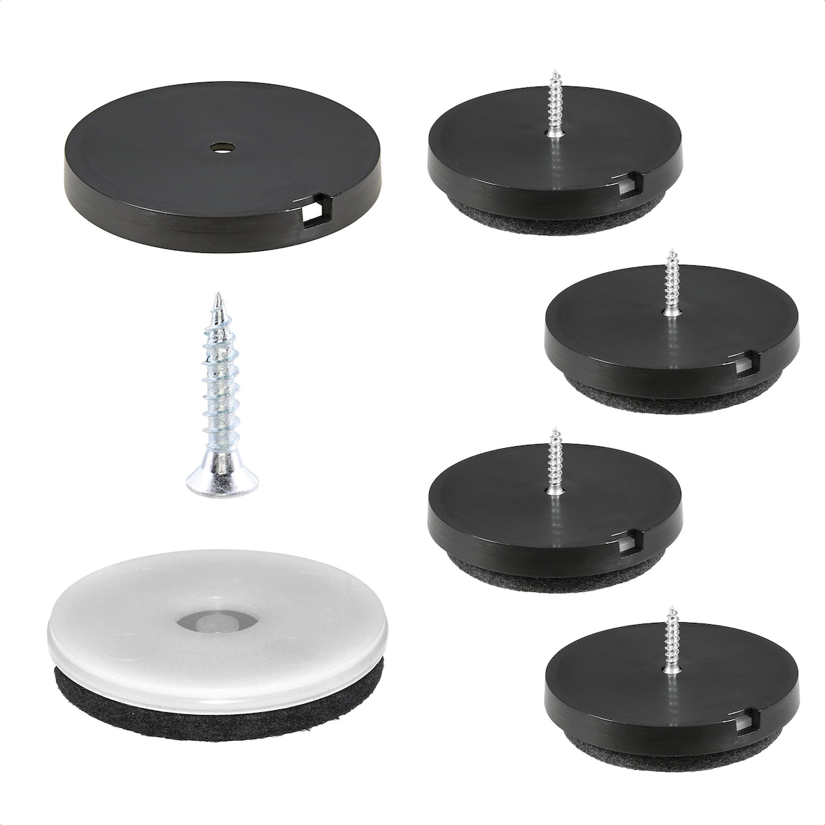 WAGNER QuickClick® Filzgleiter robust NATURAL - zum Schrauben, 4x Basis & Schraube & Einsatz Ø 50 mm, DE Ware - 15785500 Image