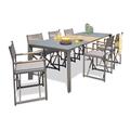 Ensemble repas de jardin 6 places en aluminium gris anthracite