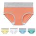 zhuxioush 5 Pieces Mid Waist Hip Lifting Cotton Color Blocking Panties Large Size Period Skin Friendly Underpants