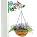 Collections Etc Floral Butterfly Wall Bracket with Hanging Basket Planter