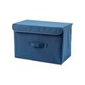 Ritualay Storages Box Linen Fabric Basket Bins With Lids And Handle Large Storage Cube Foldable Toys Organizer Magazines Navy Blue Large