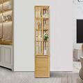 6-Tier Corner Bamboo Book Shelf 360Â° Rotating Storage Display Rack Standing Shelves with Open Design Shelving for Living Room Study Room Office-Primary Color