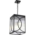 JIAH Outdoor Pendant Light 3-Lights Exterior Porch Hanging Ceiling Lighting Outdoor Chandelier with Clear Ribber Glass for Entryway Patio Doorway Hallway