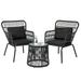 PROHIKER 3-Piece Patio Conversation Bistro Set Rattan Furniture Outdoor Patio Set w/Glass Top Table & Cushions for Garden Balcony Backyard Poolside Black/Black