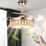 AFANQI 42 Invisible Ceiling Fan Light with Remote Control 7 Changed Light and 3 Fan Speed Retractable Blade Ceiling Fan for Indoor Living Room