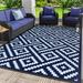 DEORAB Outdoor Rug for Patio Clearance 6 x9 Waterproof Mat Reversible Plastic Camping navy blue & baby blue