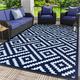 DEORAB Outdoor Rug for Patio Clearance 6 x9 Waterproof Mat Reversible Plastic Camping navy blue & baby blue