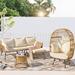 NICESOUL 4PCS Wicker Bohemian-style Outdoor Sofa Patio Sectional Furniture include Egg Lounge Chair Natural Yellow