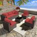 Outdoor Patio Furniture Set 14 Pieces Outdoor Furniture All Weather Patio Sectional Sofa PE Wicker Modular Conversation Sets with Coffee Table 12 Chairs & Seat Clips(Sand)