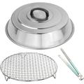 3-Piece Multi-Purpose 12 Inch Round Stainless Steel Basting Cover Dome and Cooling Wire Racks and BBQ Tong Best for Blackstone Camp Chef Flat Top Griddle Grills Cooking