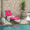 Beach Chaise Lounge Chair with Face Hole and Removable Pillow-Pink