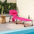 Folding Beach Lounge Chair with Pillow for Outdoor-Pink