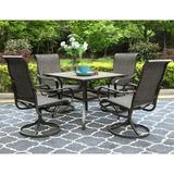 VILLA Outdoor Dining Set for 4 5 PCS Patio Dining Table & Chair Set Clearance with 4 Swivel Dining Chairs & 1 Square 37 x 37 Umbrella Dining Table(1.57 Hole) for O