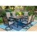 VILLA 7 Piece Outdoor Patio Dining Set with 6 Swivel Chairs High Back and 1 Rectangle Metal Table for Yard Garden Pool Textilene Furniture Set for All-Weather